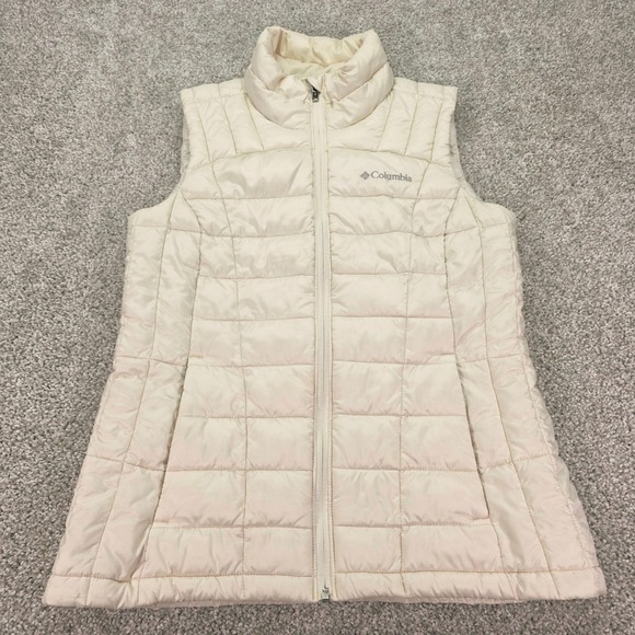 Columbia Jackets & Blazers - Columbia Thermal Coil Puffer Vest Womens Medium Cream Off White Quilted Full Zip